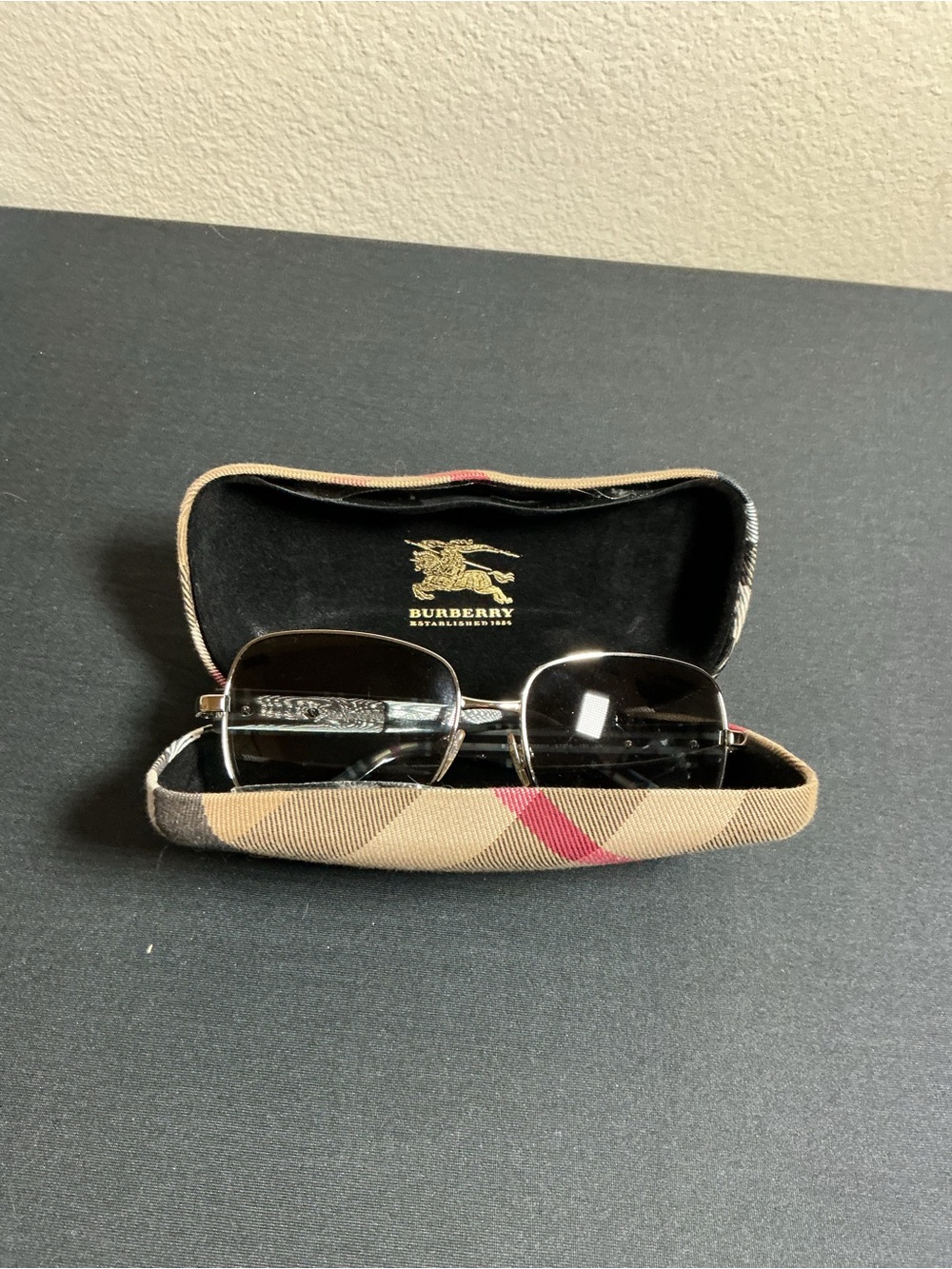 Burberry Men’s Black Lens Sunglasses with Signature Check Case